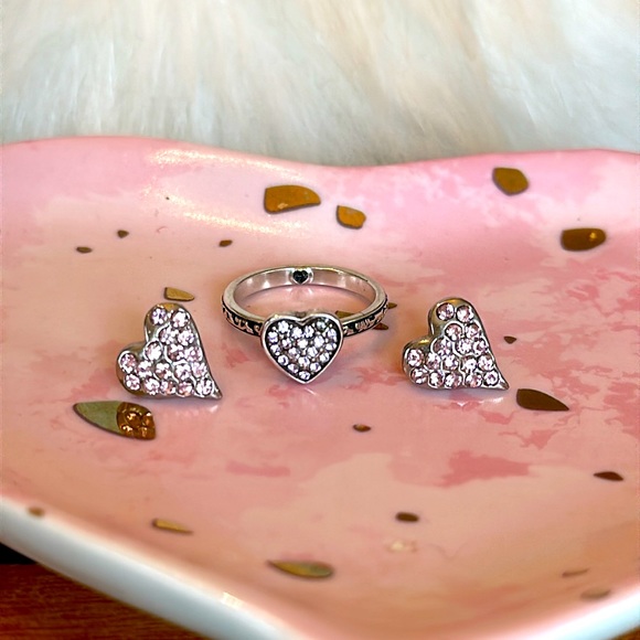 🩷SOLD🩷Brighton ROCK ROMANCE Pink Swarovski Crystal heart ring FREE EARRINGS - Picture 7 of 16
